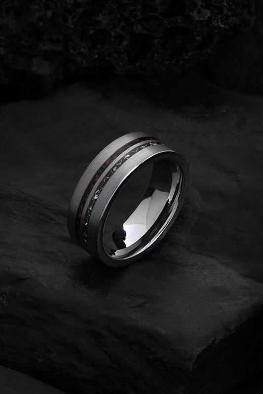 Celestial Legacy: T-Rex Bone and Gibeon Meteorite Ring Regalia Rings