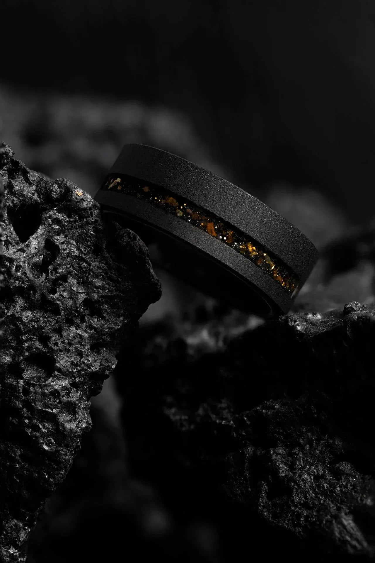 The Ares: Black Tungsten Dinosaur Bone Ring