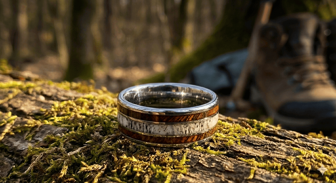 Antler and Koa Wood Wedding Rings