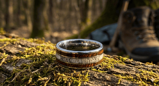 Antler and Koa Wood Wedding Rings