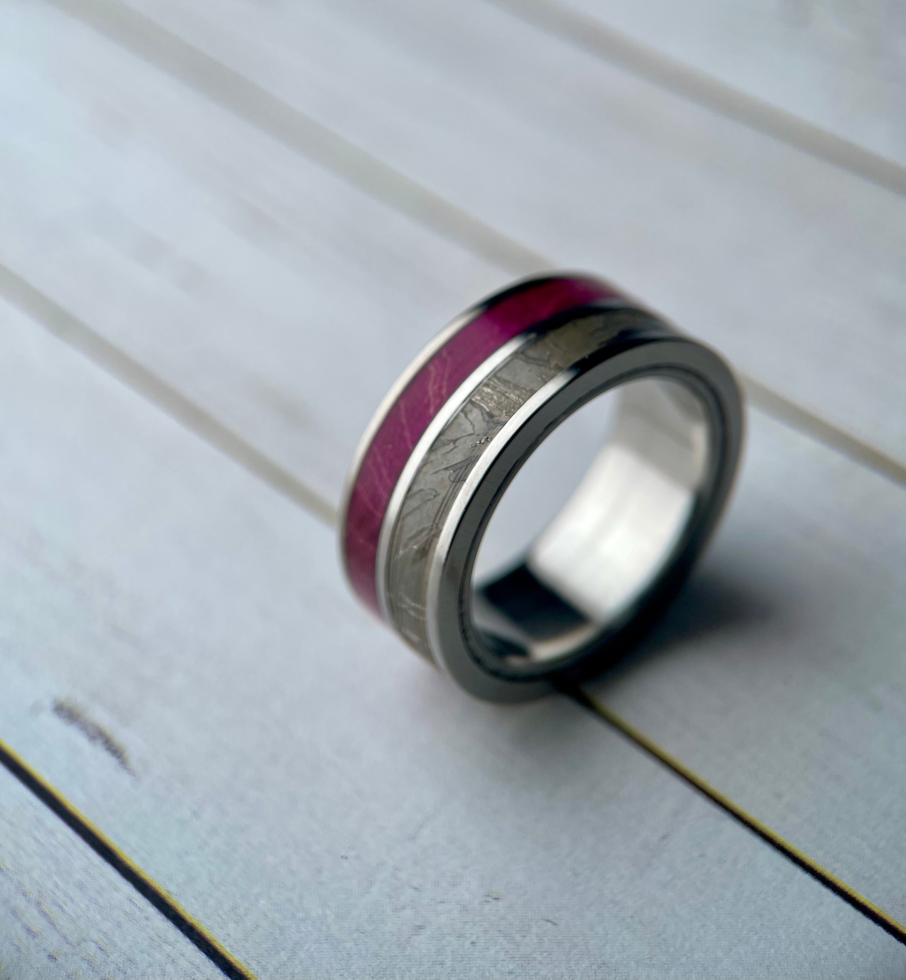 The Demeter: Meteorite and Purple Maple Wood Ring