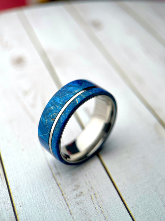 The Lynx: Titanium and Purple Wood Ring Regalia Rings