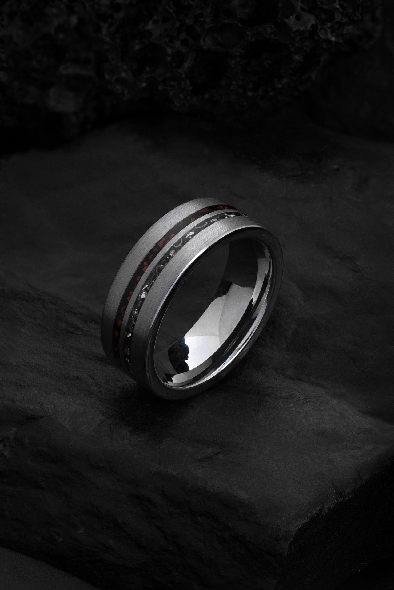 Celestial Legacy: T-Rex Bone and Gibeon Meteorite Ring