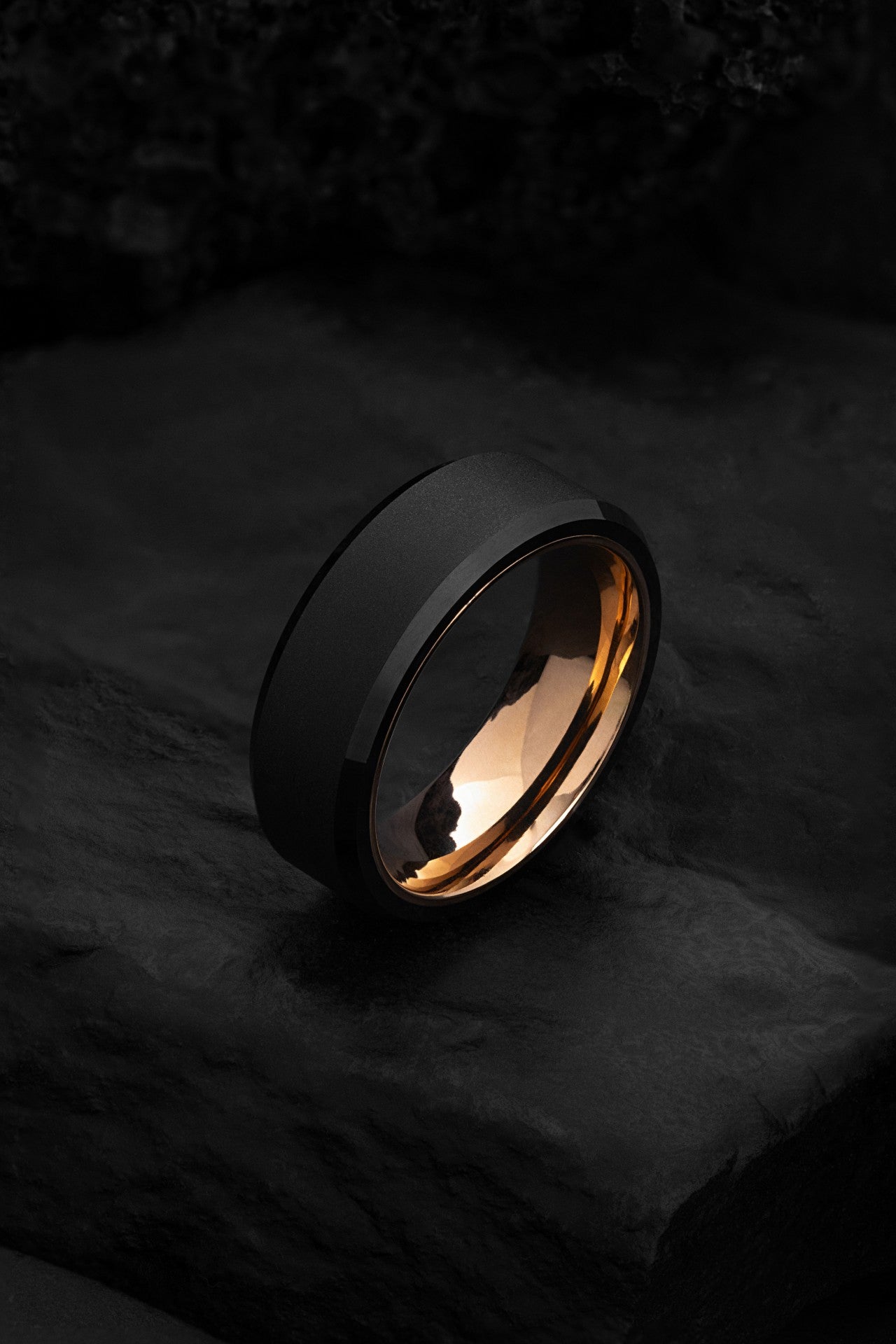 The Thanatos: Bold Black Tungsten with Rose Gold Contrast