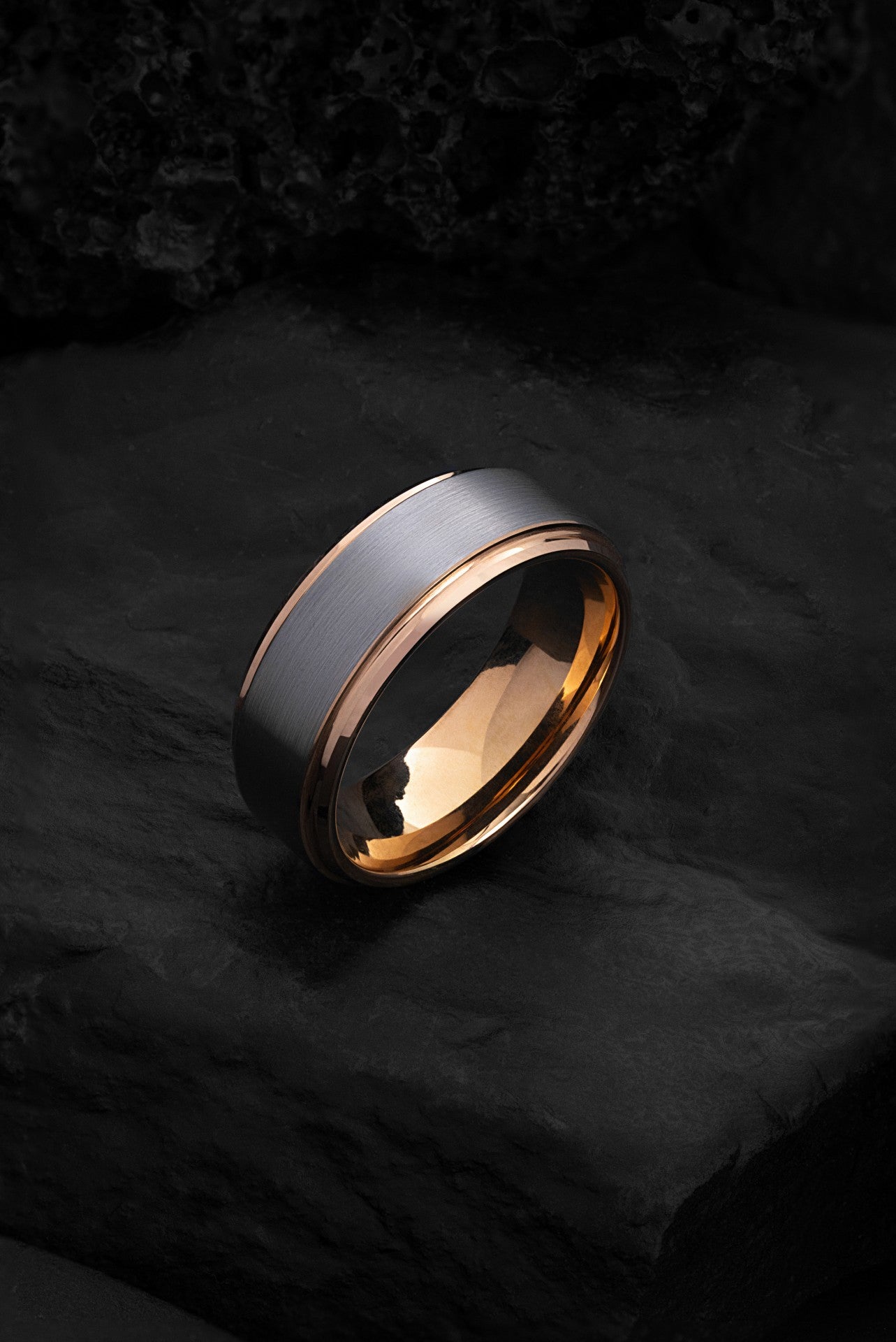 The Pegasus: Rose Gold and Tungsten Carbide Classic Ring