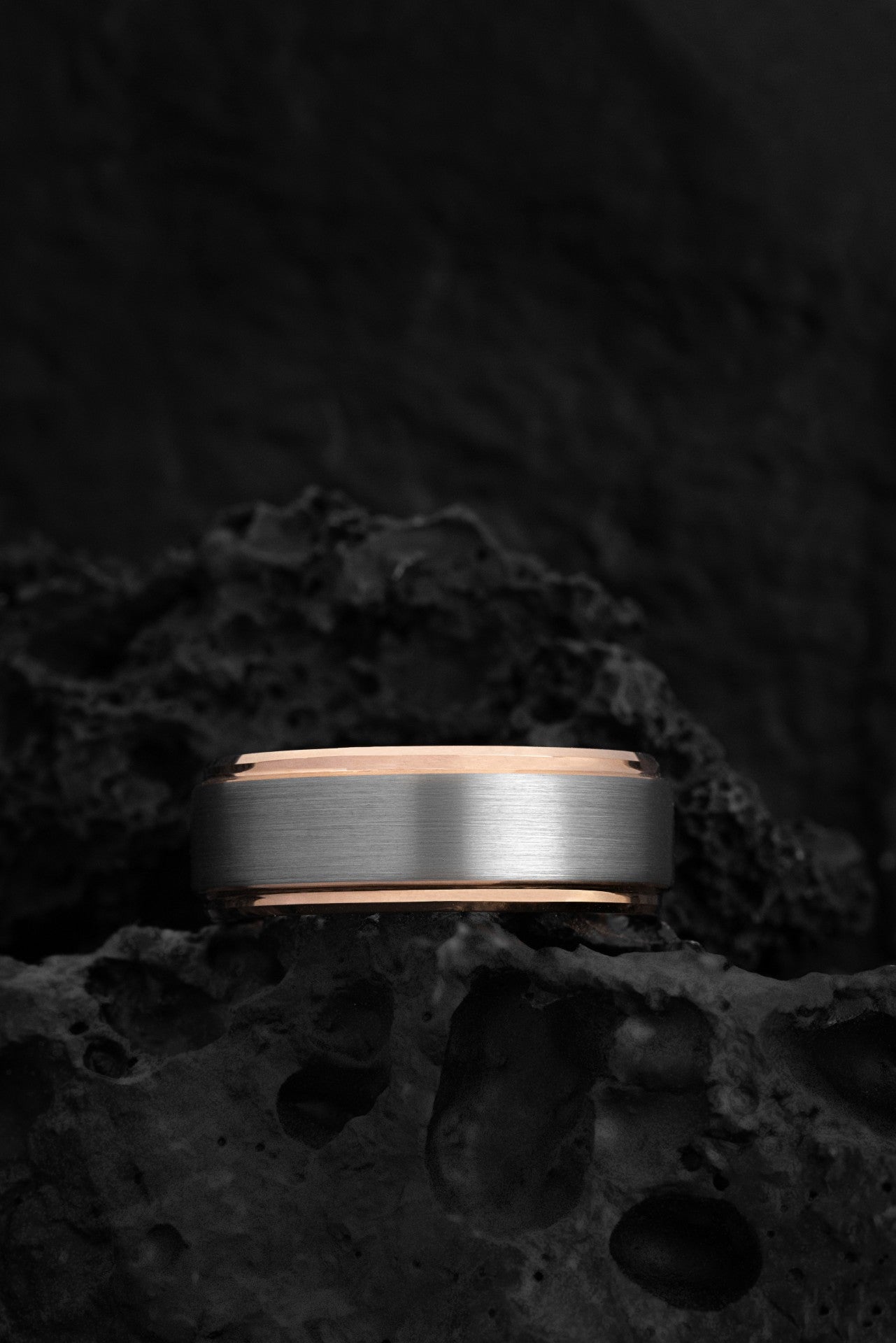 The Pegasus: Rose Gold and Tungsten Carbide Classic Ring