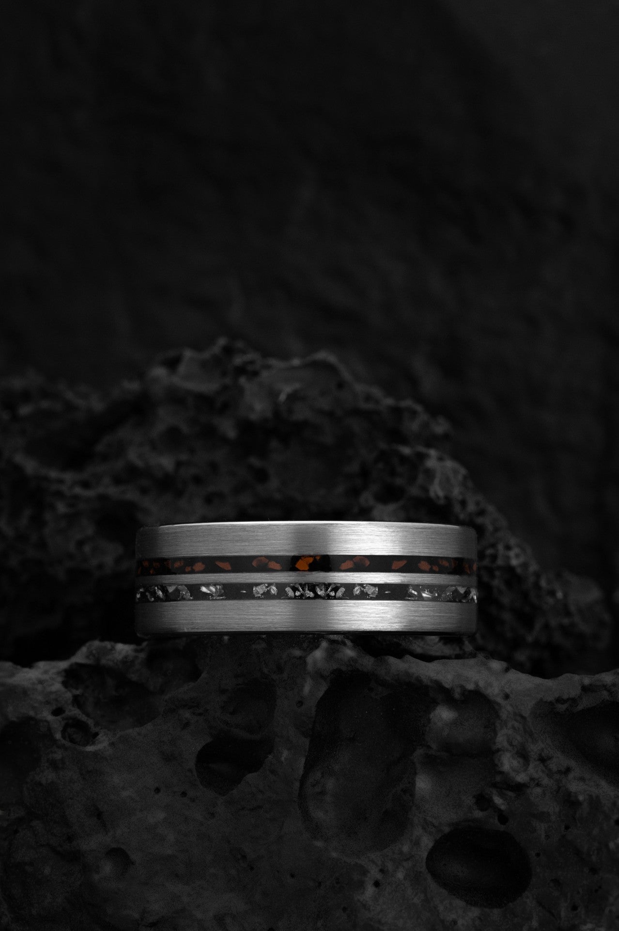 Celestial Legacy: T-Rex Bone and Gibeon Meteorite Ring