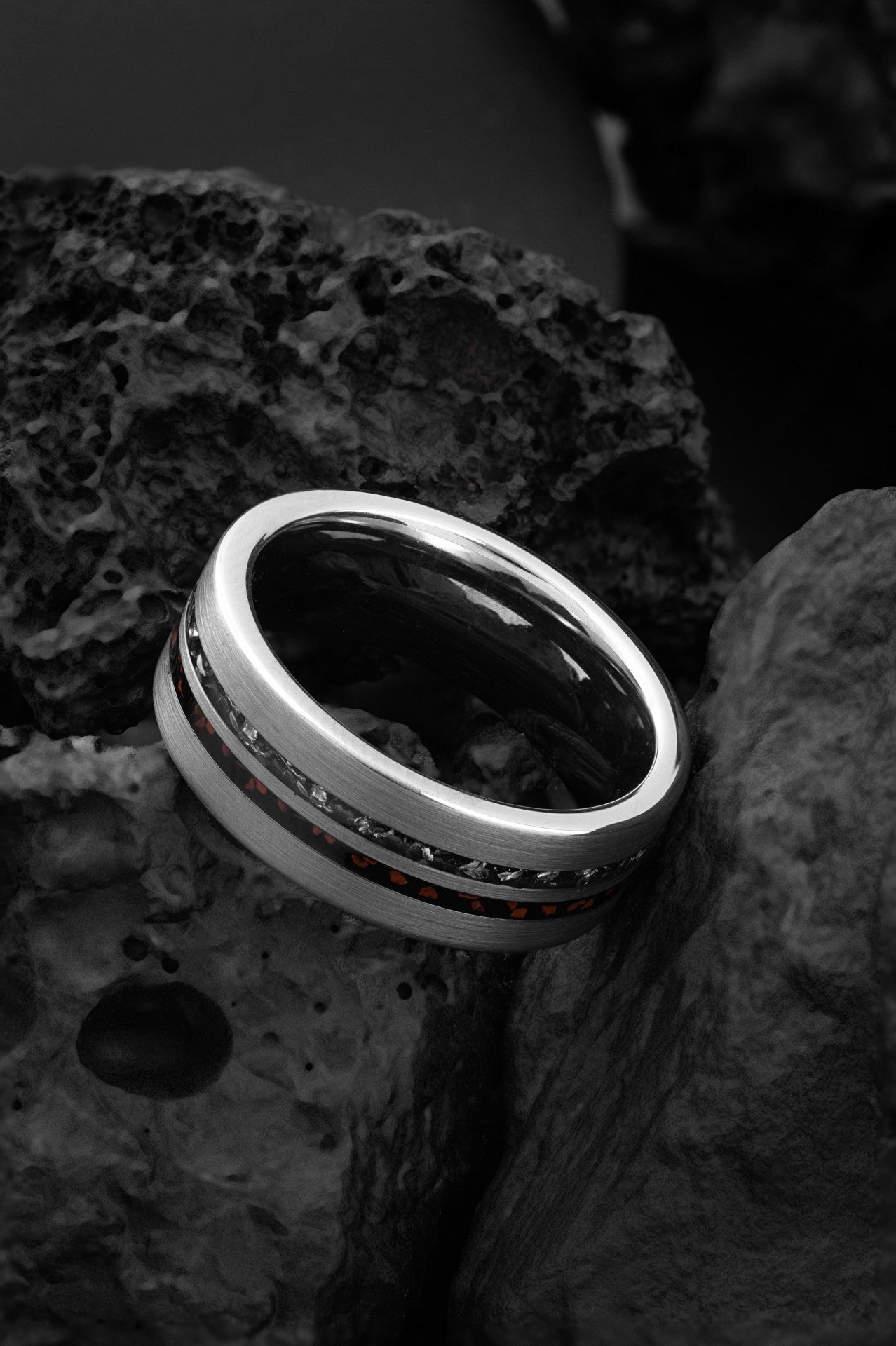 Celestial Legacy: T-Rex Bone and Gibeon Meteorite Ring