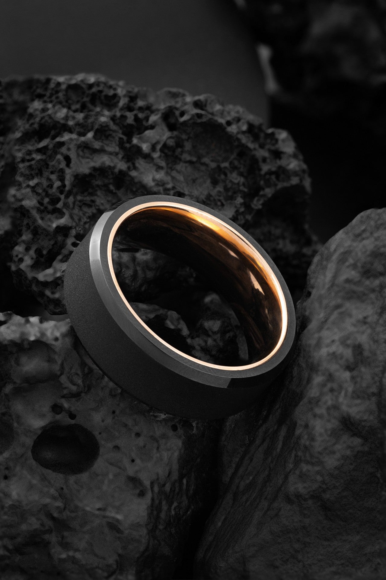 The Thanatos: Bold Black Tungsten with Rose Gold Contrast