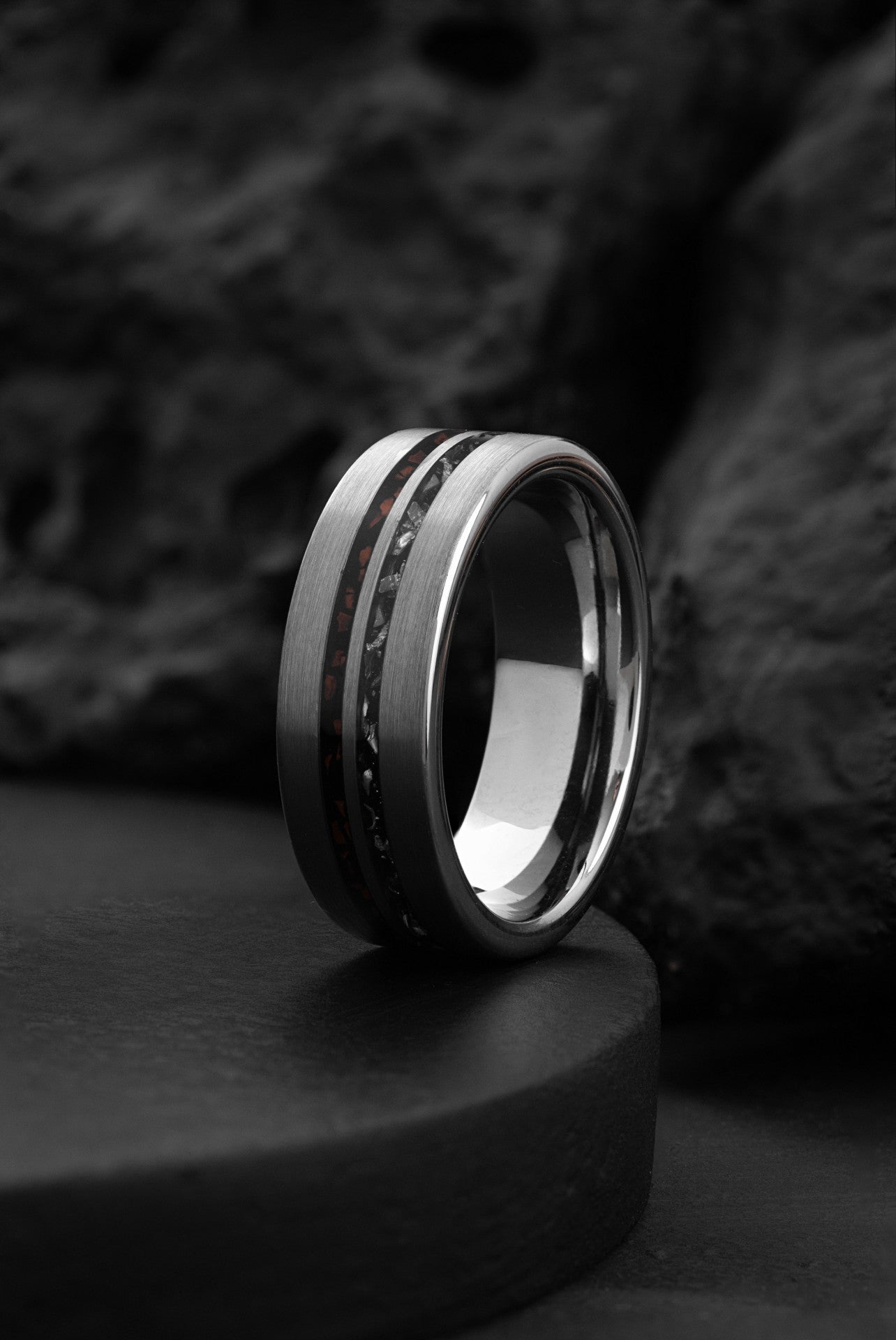 Celestial Legacy: T-Rex Bone and Gibeon Meteorite Ring