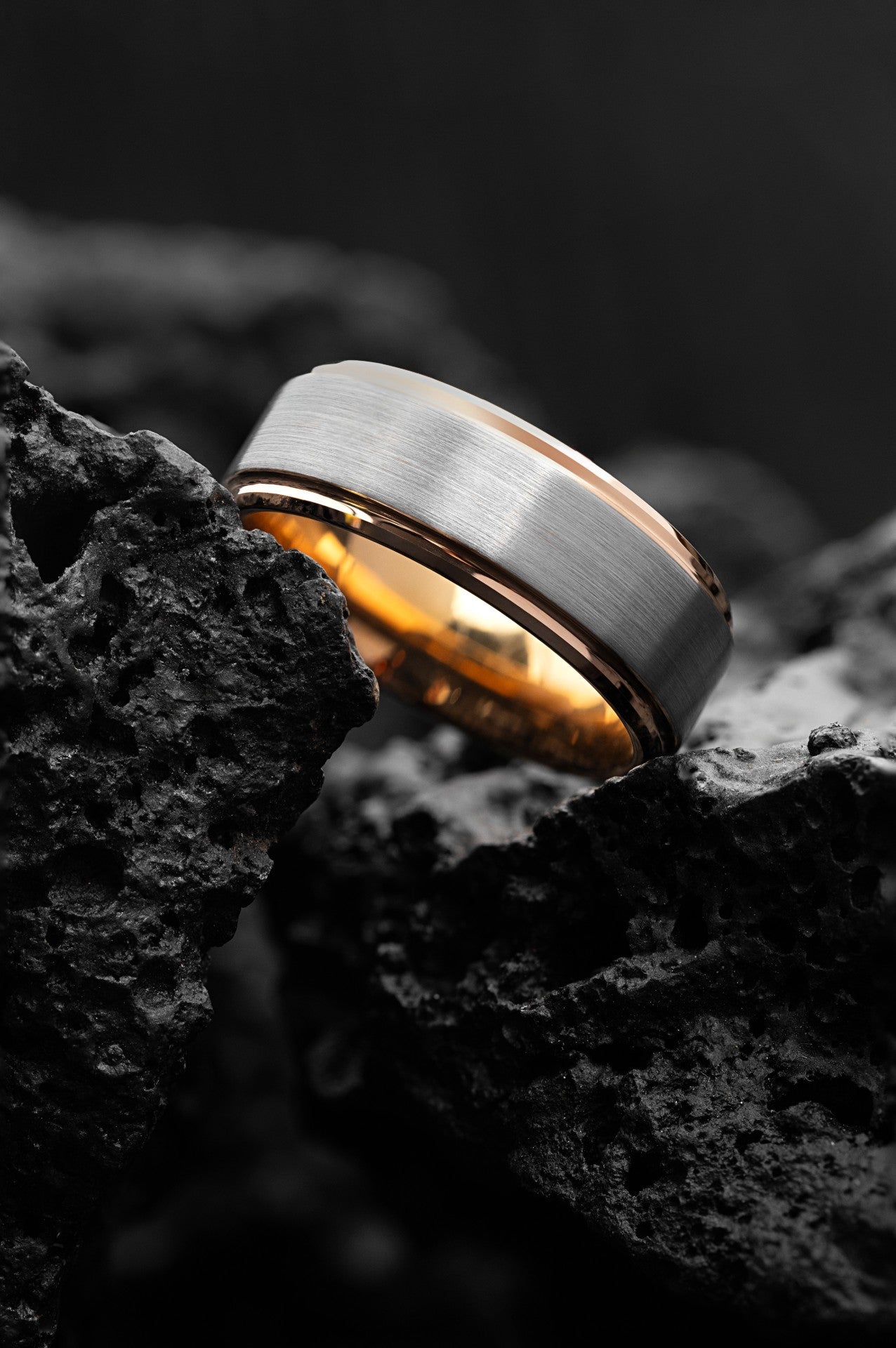 The Pegasus: Rose Gold and Tungsten Carbide Classic Ring