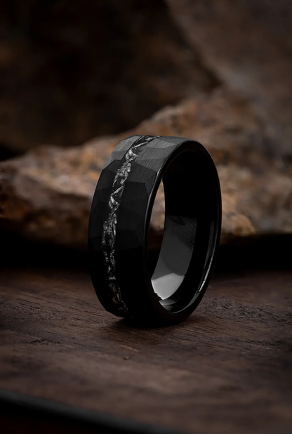 The Dionysus : Black Tungsten and Meteorite Elegance