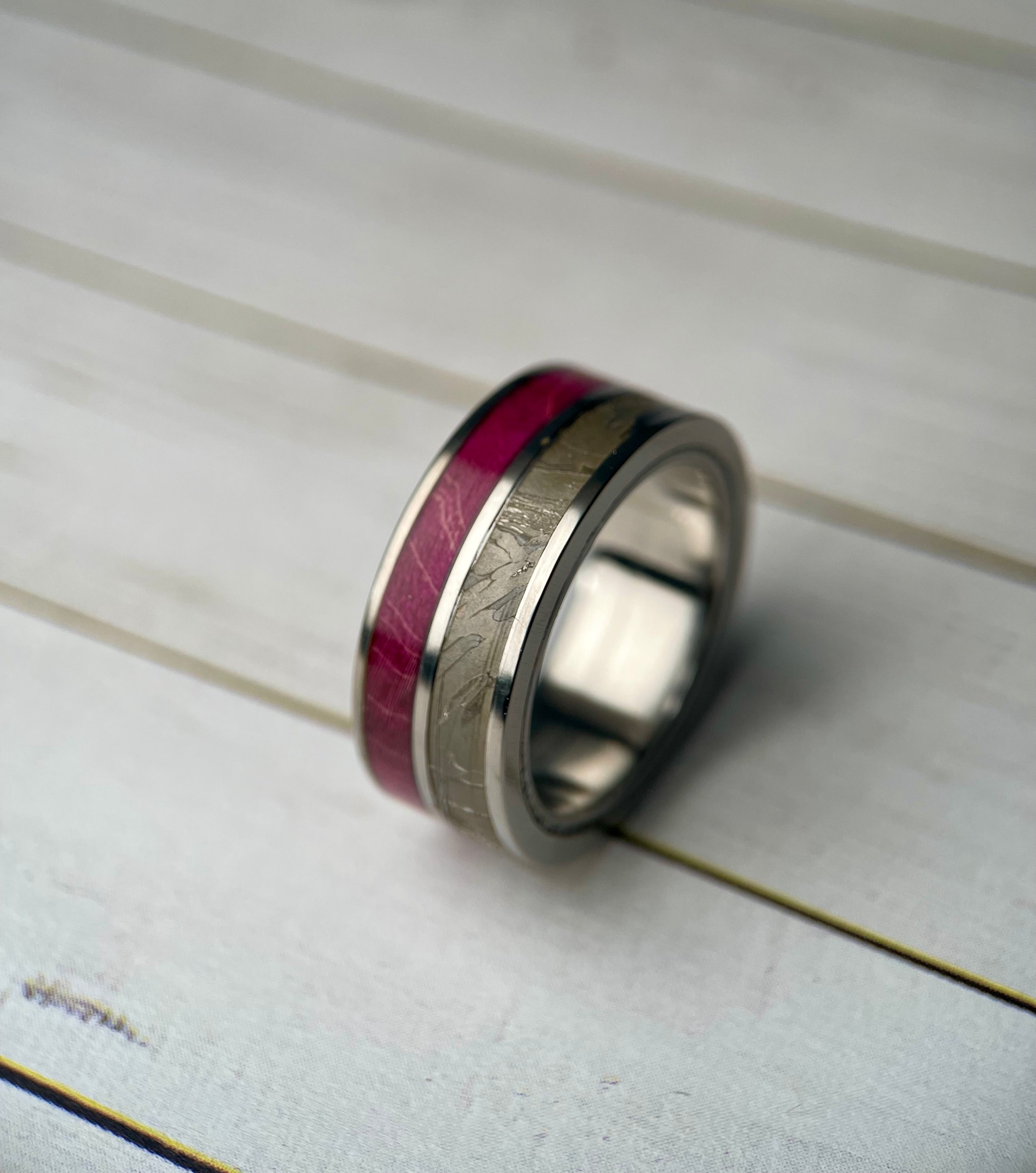 The Demeter: Meteorite and Purple Maple Wood Ring