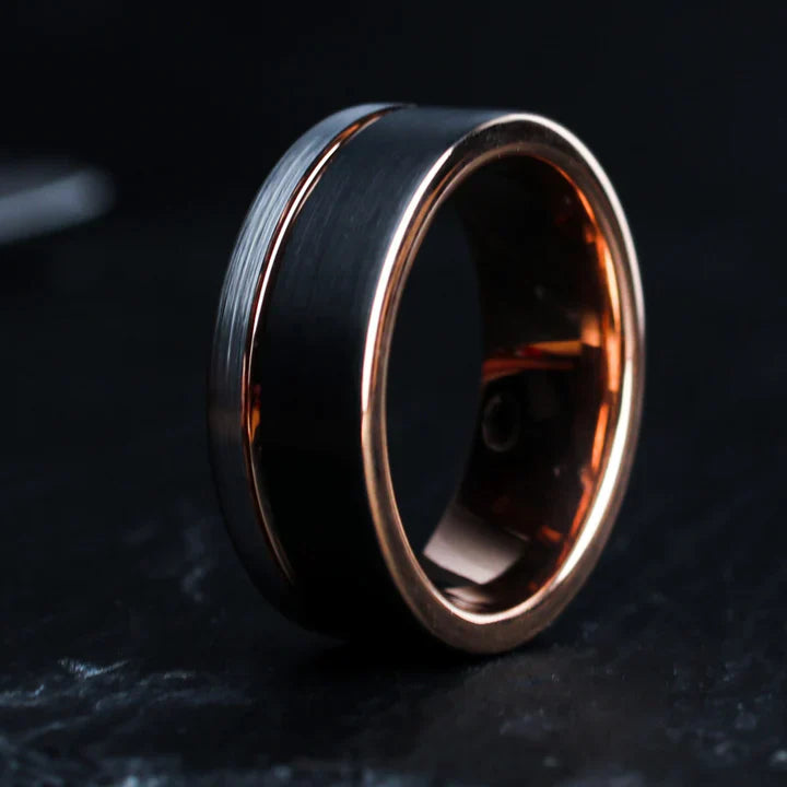 Brushed Tungsten with Rose Gold inside