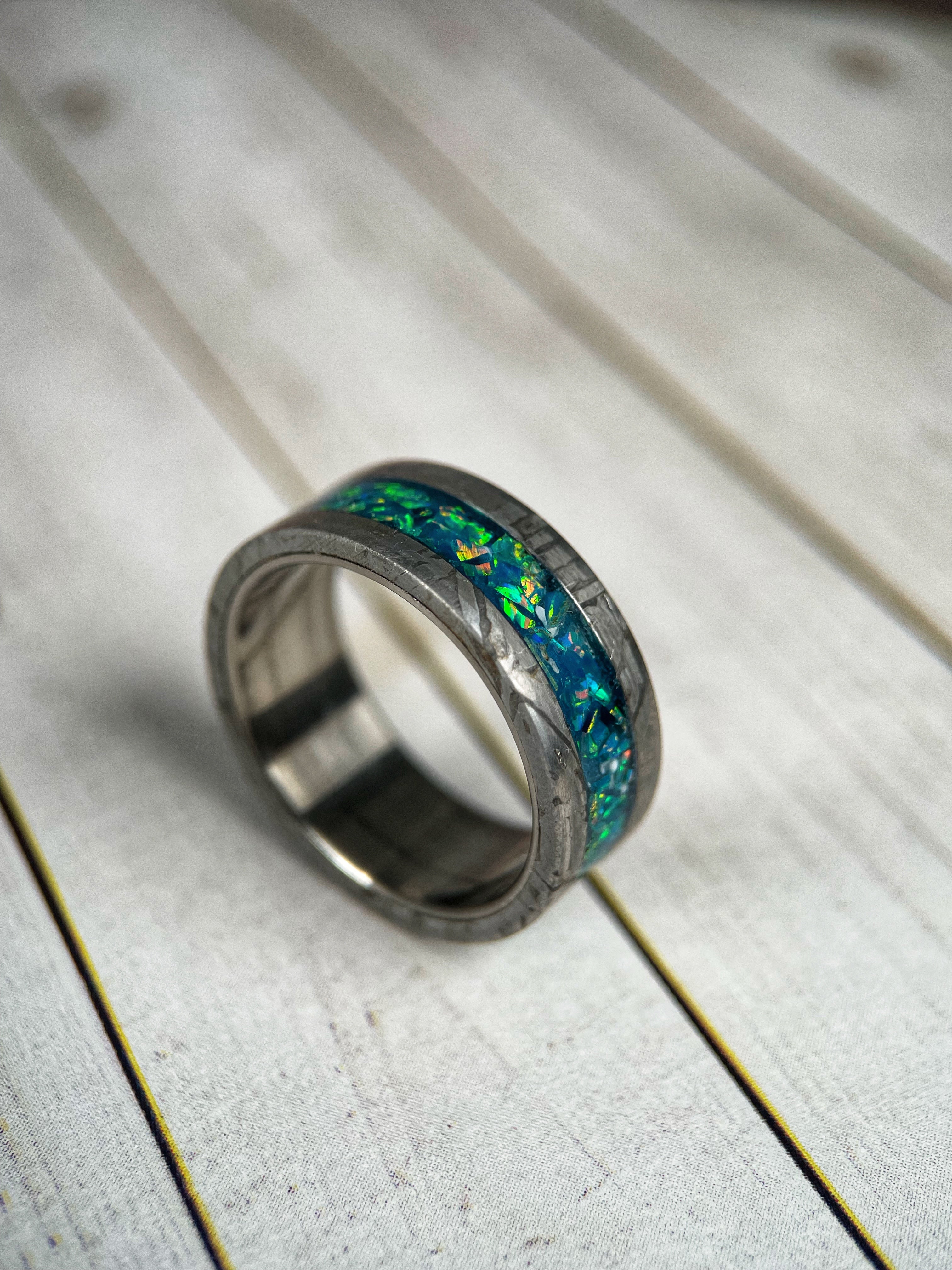 The Hecate: Meteorite and Green Opal in Titanium Liner