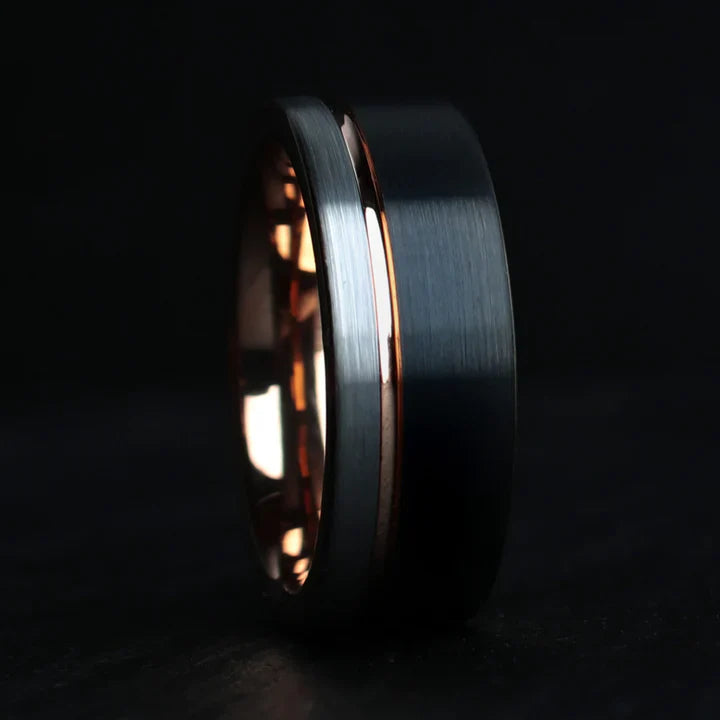 Brushed Tungsten with Rose Gold inside