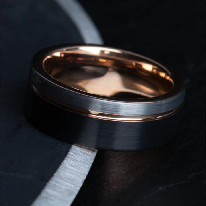 Brushed Tungsten with Rose Gold inside