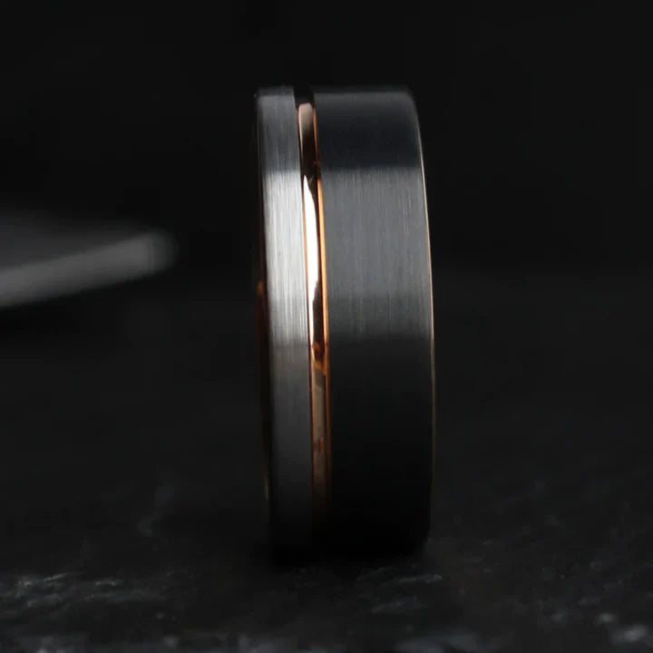 Brushed Tungsten with Rose Gold inside