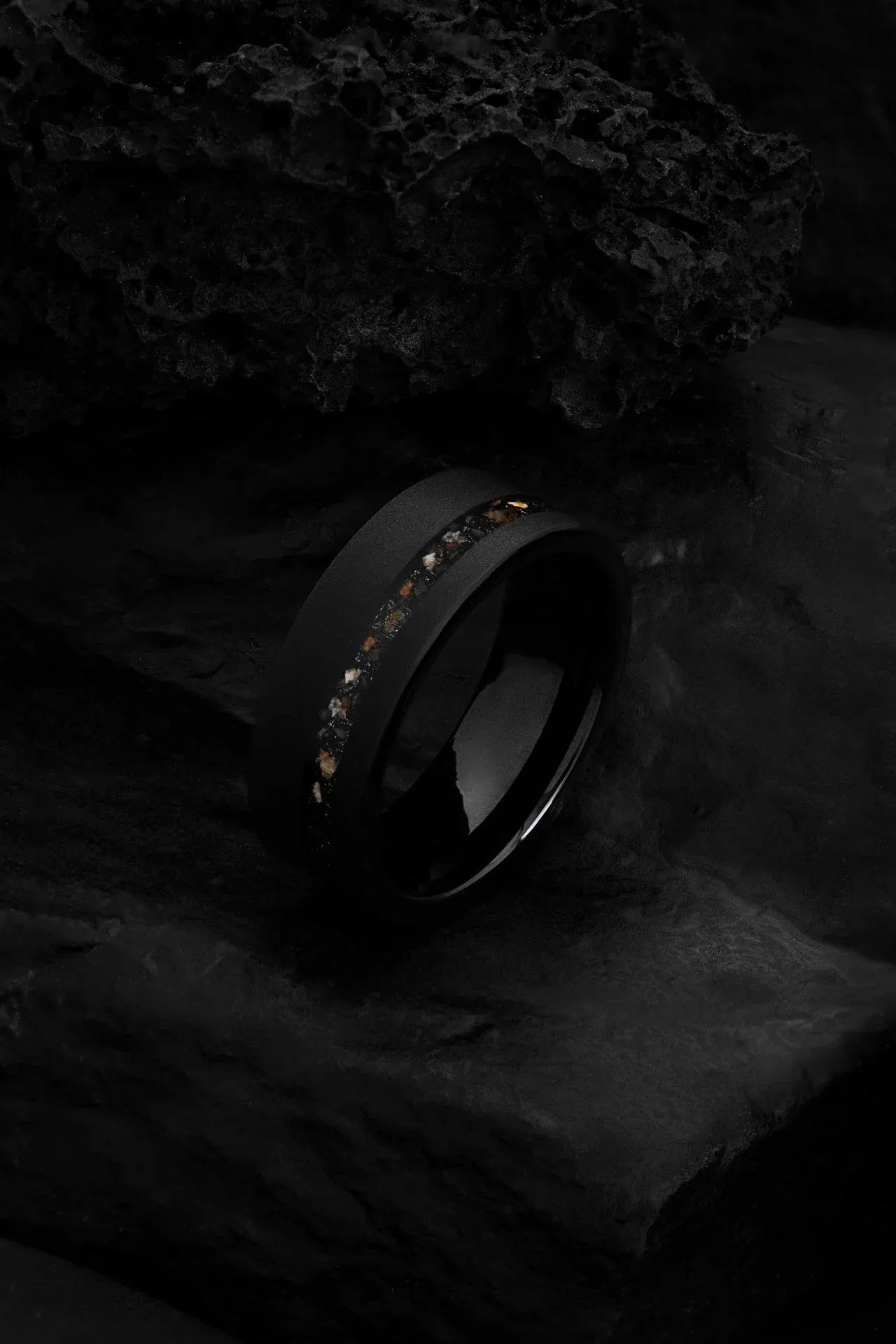 The Ares: Black Tungsten Dinosaur Bone Ring