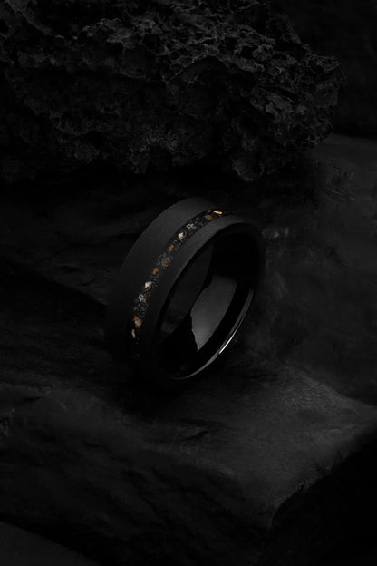 The Ares: Black Tungsten Dinosaur Bone Ring