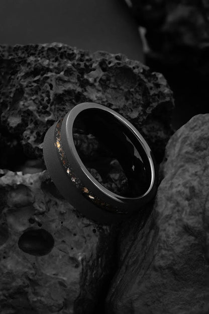 The Ares: Black Tungsten Dinosaur Bone Ring