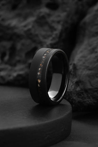 The Ares: Black Tungsten Dinosaur Bone Ring
