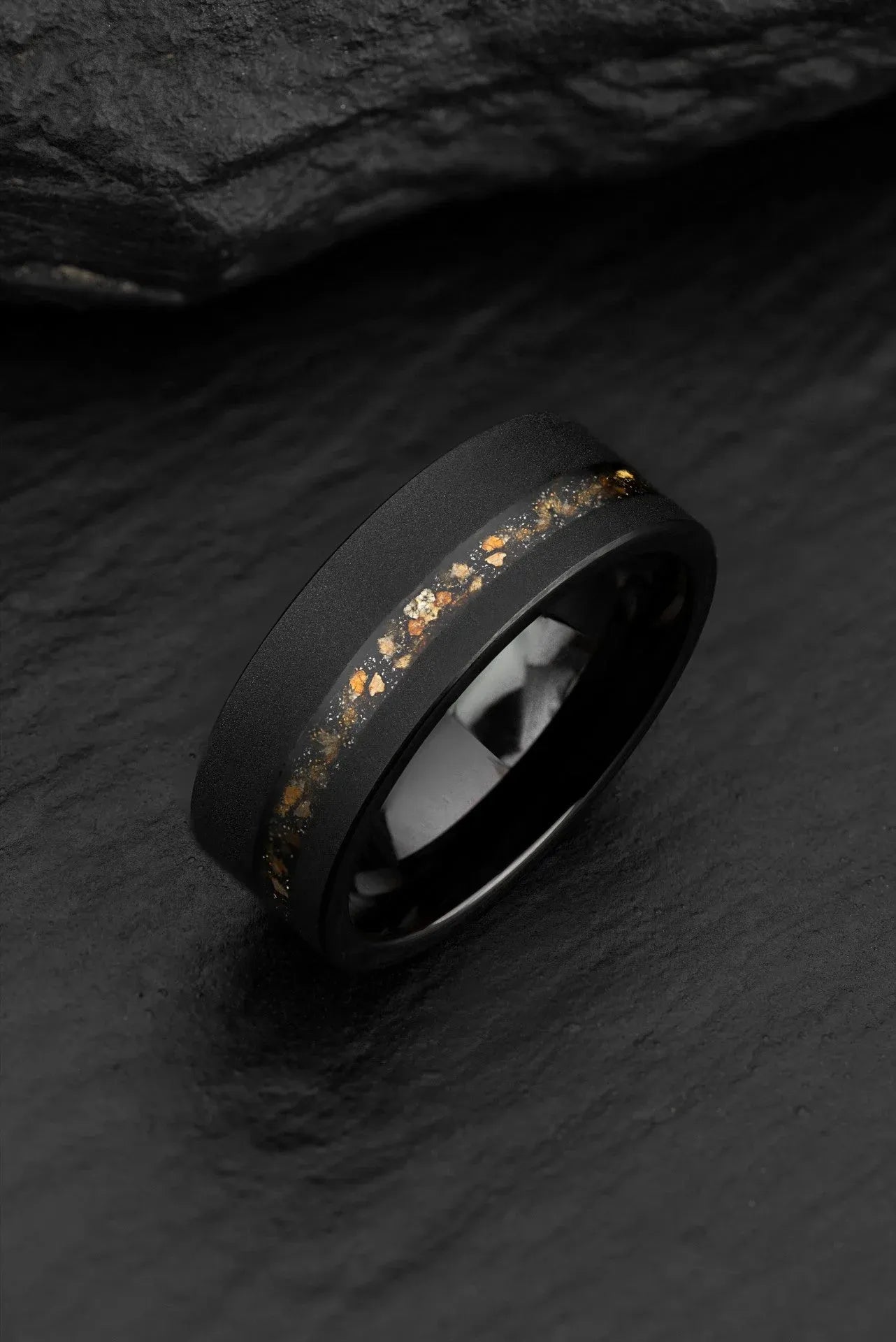 The Ares: Black Tungsten Dinosaur Bone Ring