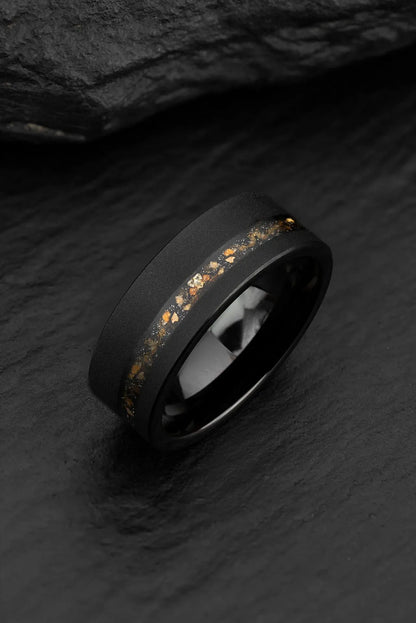 The Ares: Black Tungsten Dinosaur Bone Ring