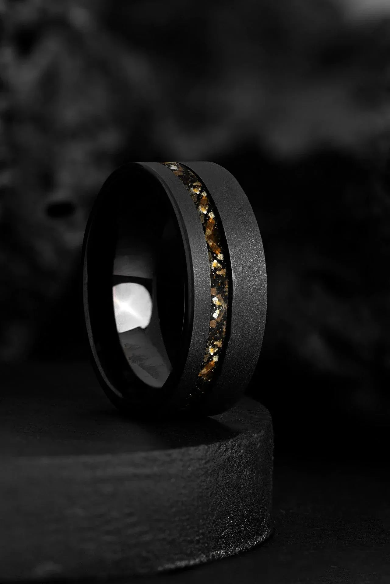 The Ares: Black Tungsten Dinosaur Bone Ring