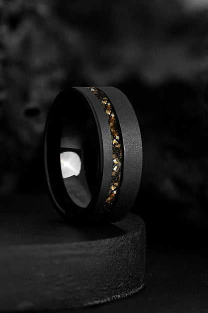 The Ares: Black Tungsten Dinosaur Bone Ring