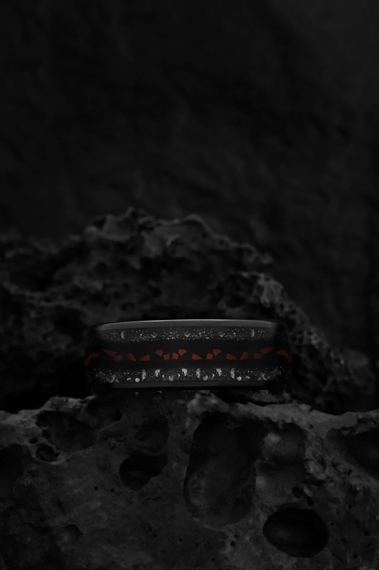 The Fossil Star: Tungsten and Dinosaur Teeth Meteorite Ring