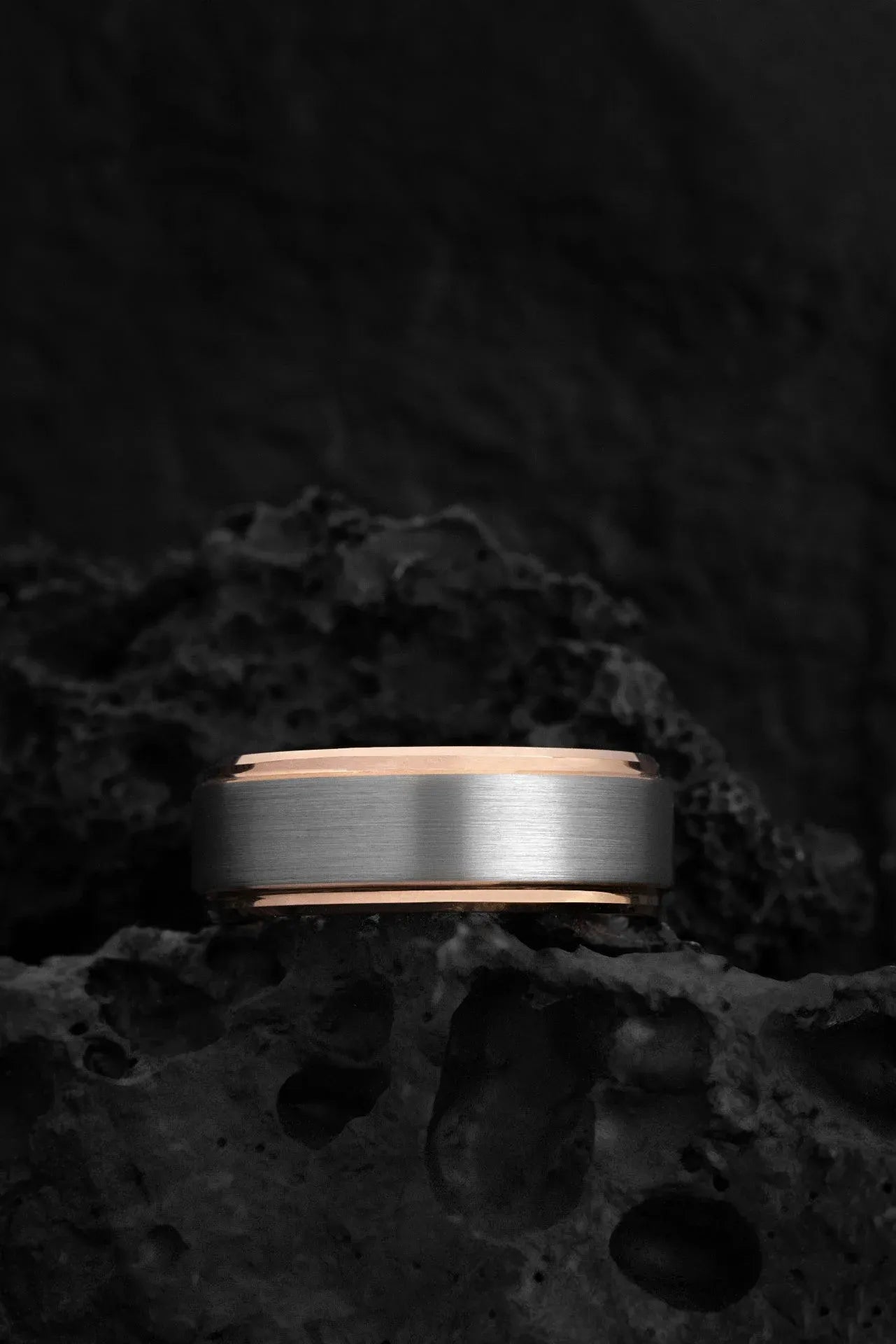 The Pegasus: Rose Gold and Tungsten Carbide Classic Ring