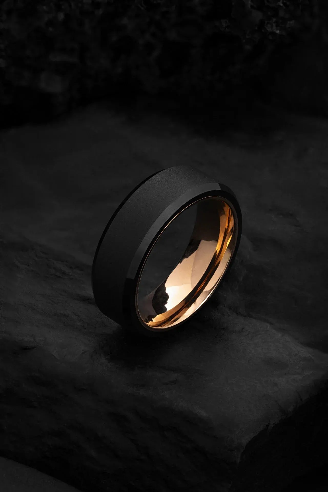 The Thanatos: Bold Black Tungsten with Rose Gold Contrast