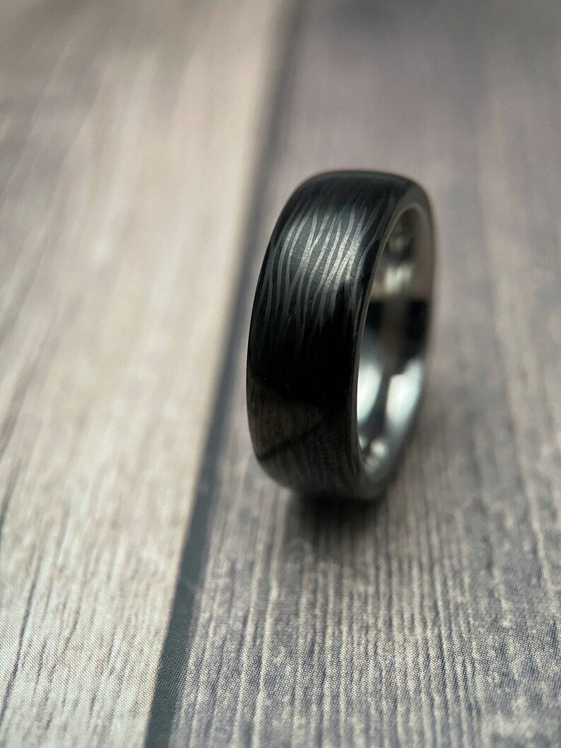 The Andromeda: Forged Carbon and Titanium Comfort-Fit Ring