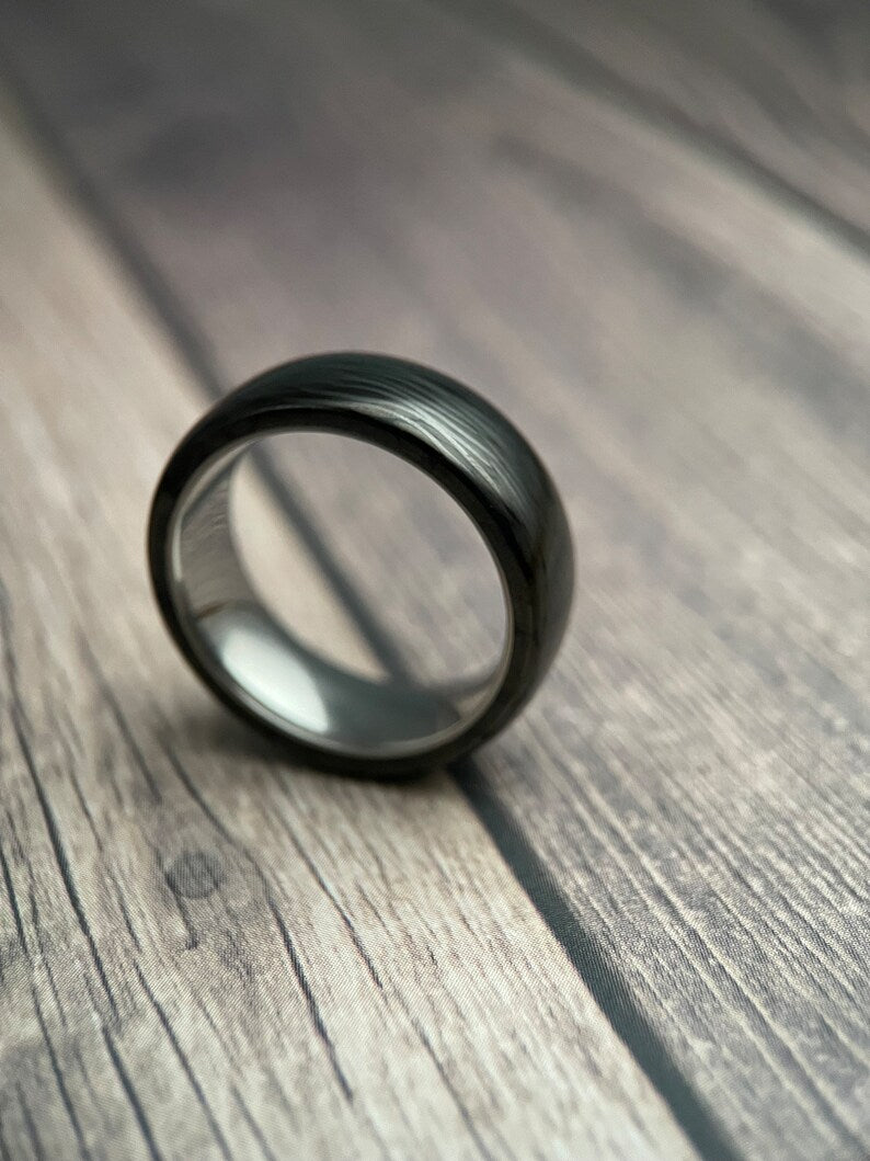 The Andromeda: Forged Carbon and Titanium Comfort-Fit Ring