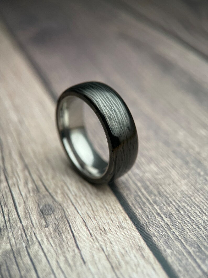 The Andromeda: Forged Carbon and Titanium Comfort-Fit Ring