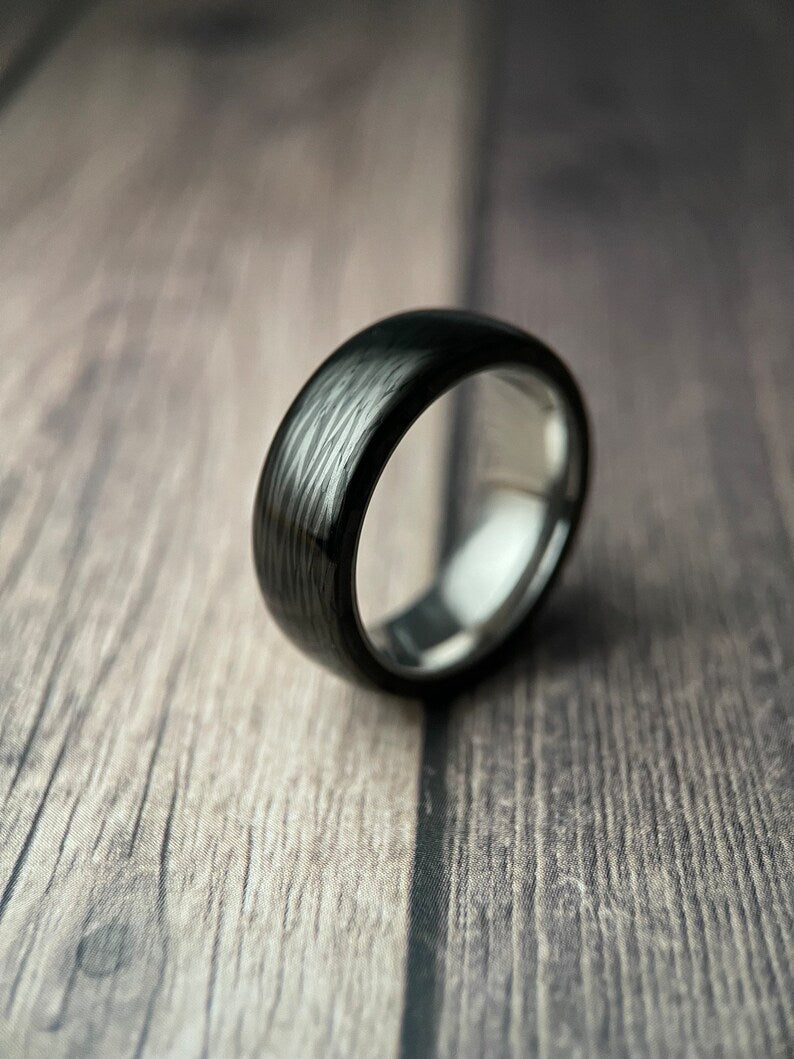 The Andromeda: Forged Carbon and Titanium Comfort-Fit Ring