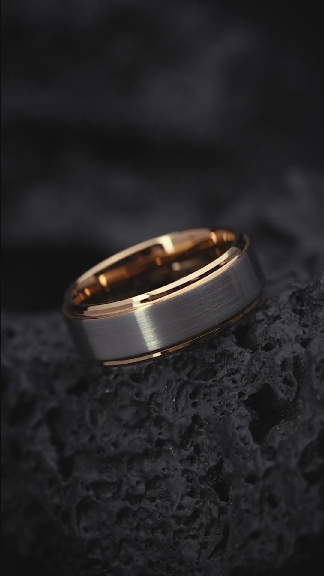 The Pegasus: Rose Gold and Tungsten Carbide Classic Ring