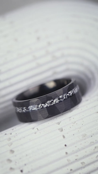 The Dionysus : Black Tungsten and Meteorite Elegance