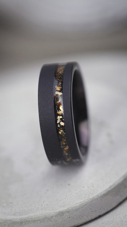 The Ares: Black Tungsten Dinosaur Bone Ring