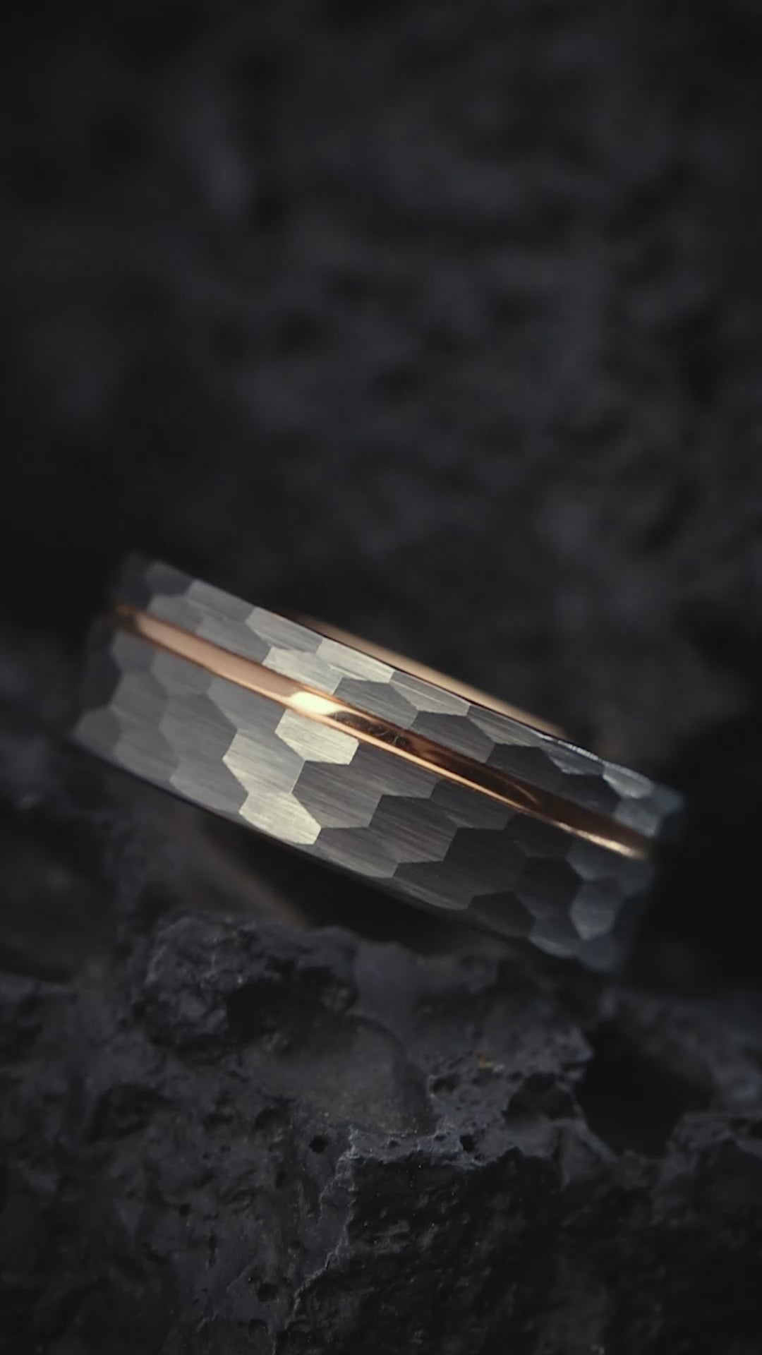 The Apollo: Hammered Tungsten with Gold Channel